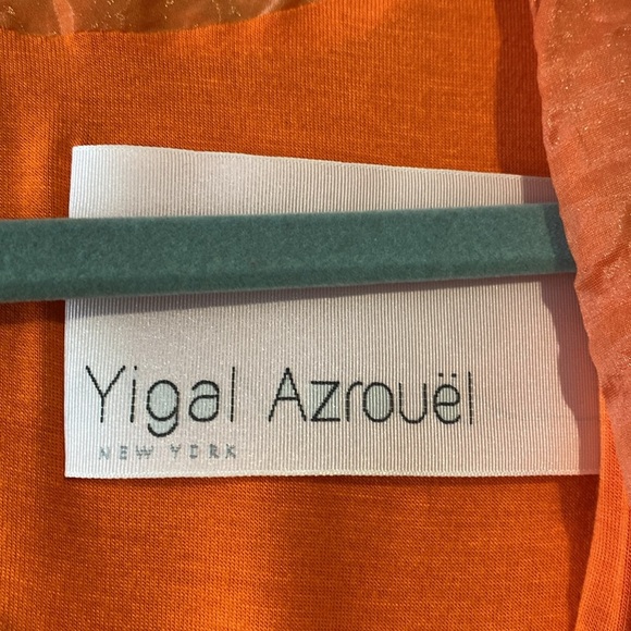 Yigal Azrouel orange Crinkle Fabric V-Neck Cap Sleeve Bodycon Dress - Picture 4 of 7